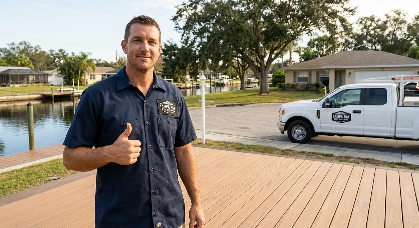 Tampa Bay Deck Builders crew building a custom deck in Riverview Florida