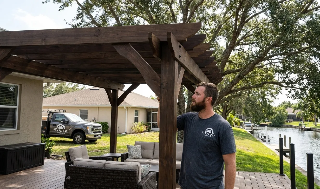 Covered pergola shade structure built by Tampa Bay Deck Builders