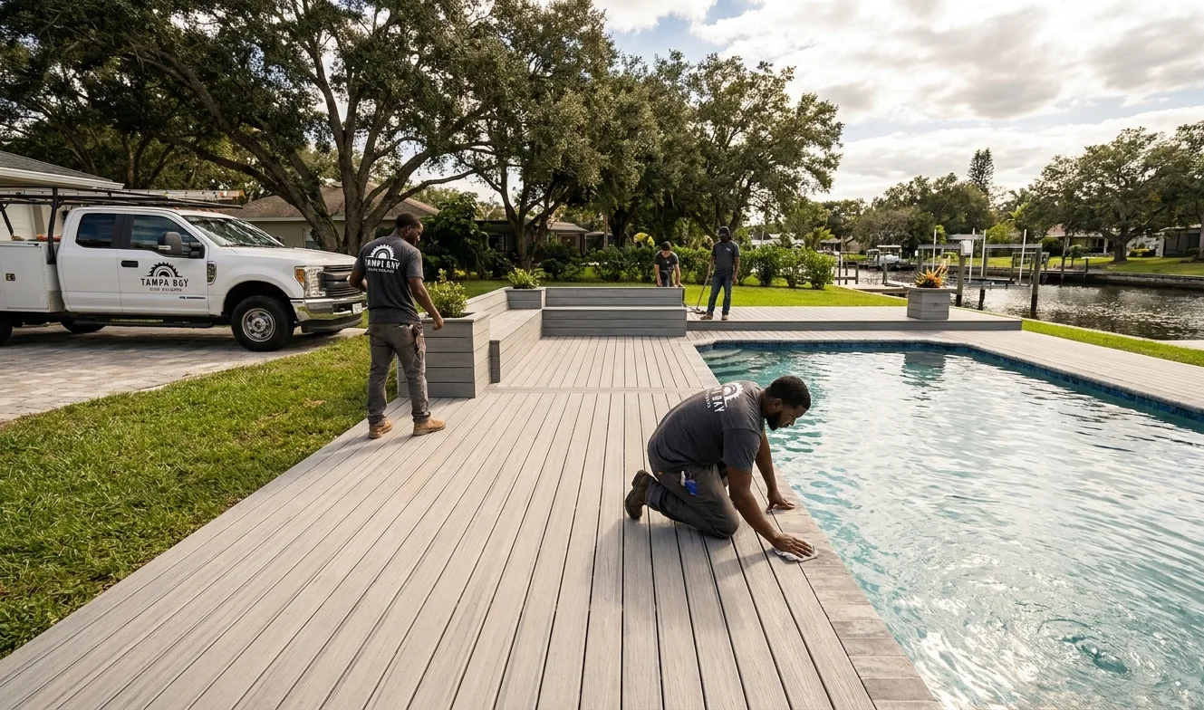 Pool deck built by Tampa Bay Deck Builders