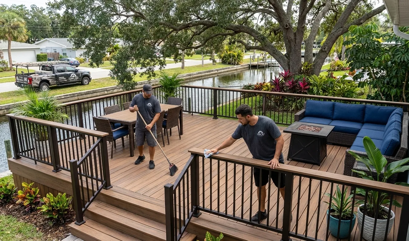 Tampa Deck Builders - custom backyard deck with outdoor furniture in Tampa, FL